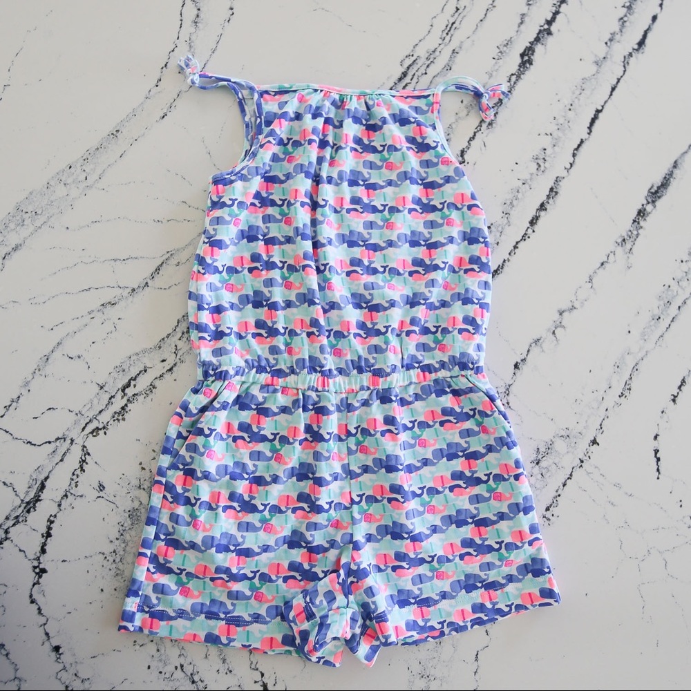 Vineyard Vines Girls’ Candy Whale Print Romper Size 7-8